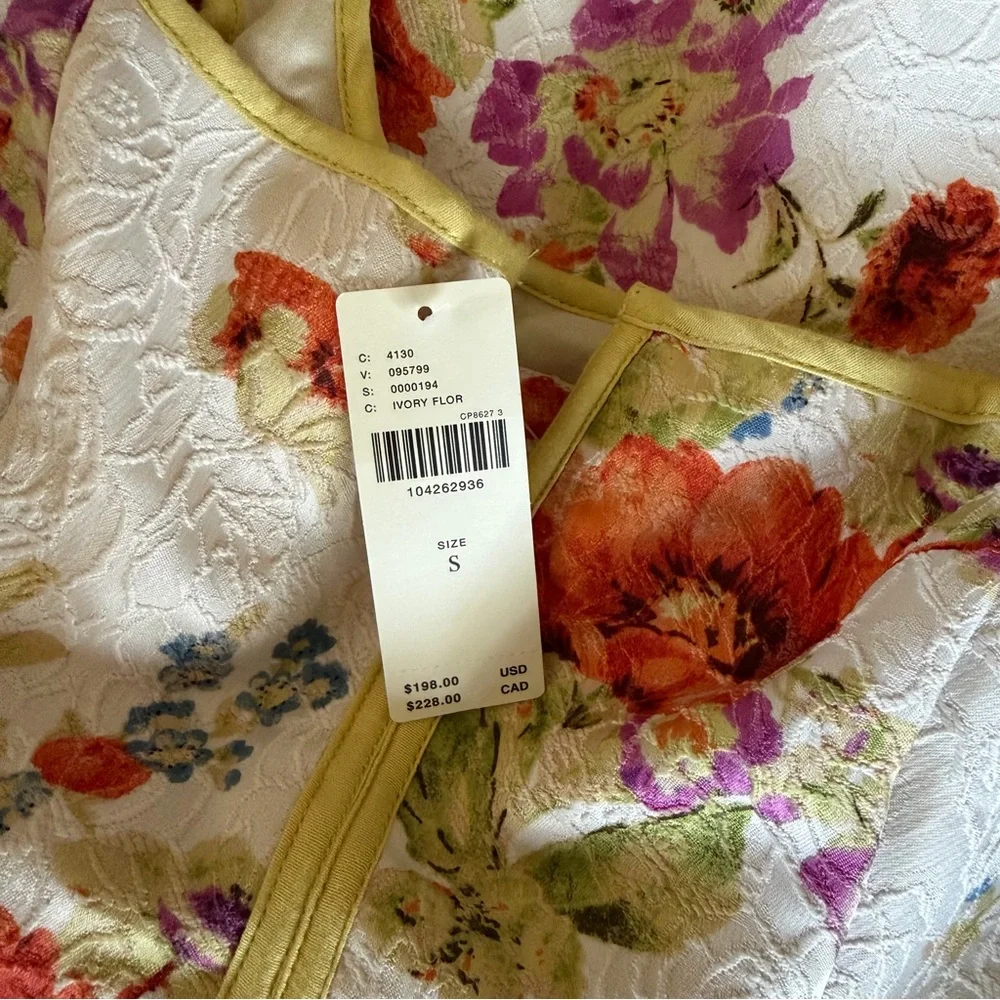 Anthropologie Maeve Square-Neck Piped Midi Dress Cream Floral - Picture 6 of 7